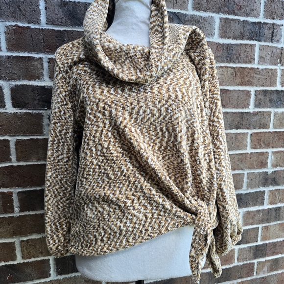 Ruby Rd. Tan and Cream Cowl Neck Sweater - Picture 1 of 8